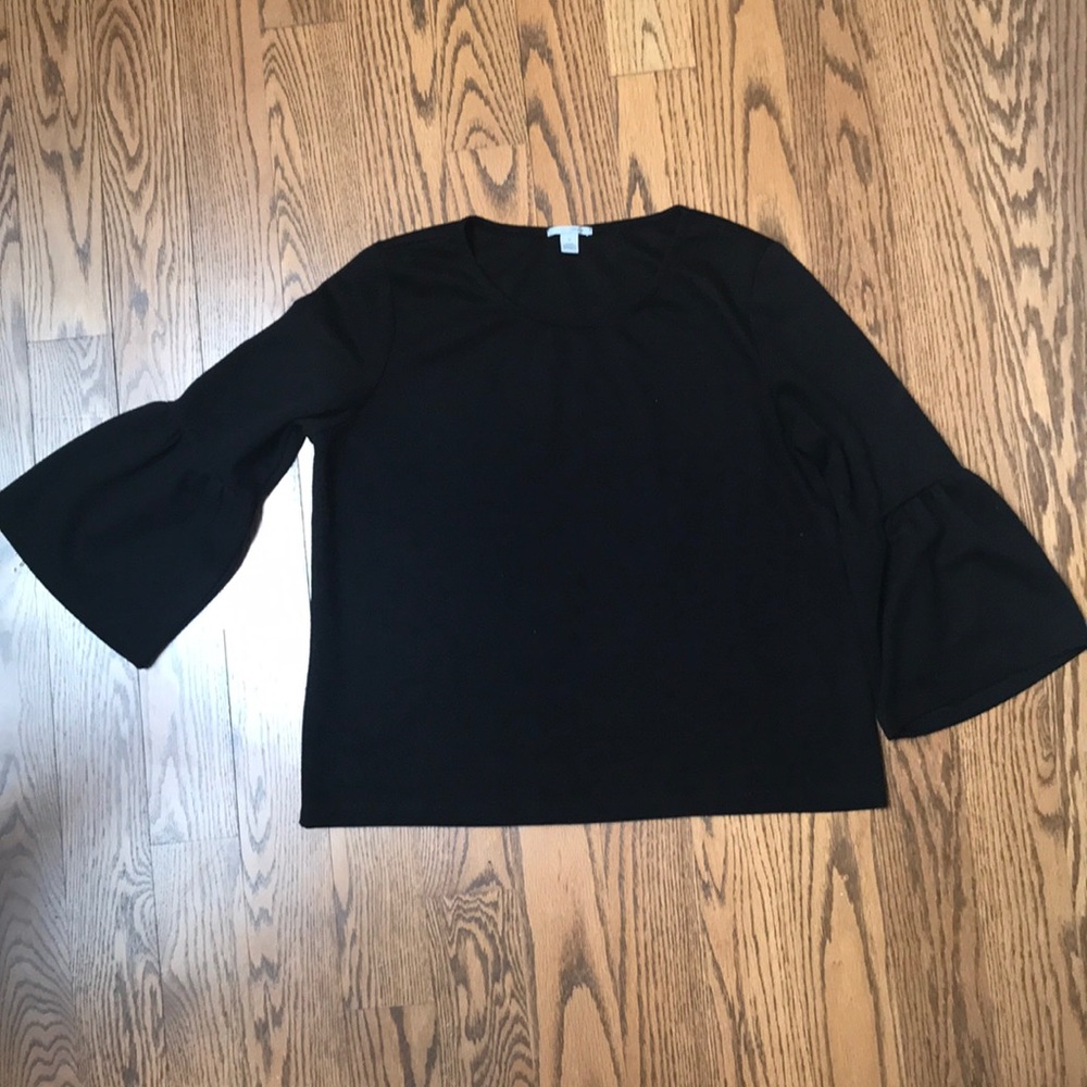 Black Halogen Top with 3/4 Length Bell Sleeves